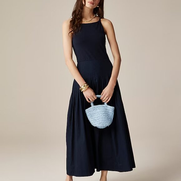 J. Crew Women's Pintuck mixy dress Medium Navy Color - Picture 1 of 6